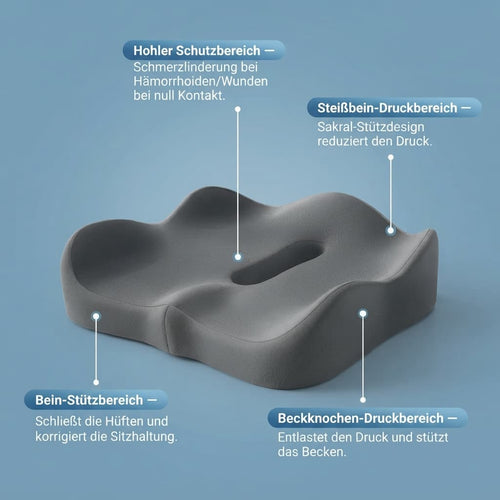 Ergonomisches Sitzkissen aus Memory-Foam | Keilform, 50 kg/m³