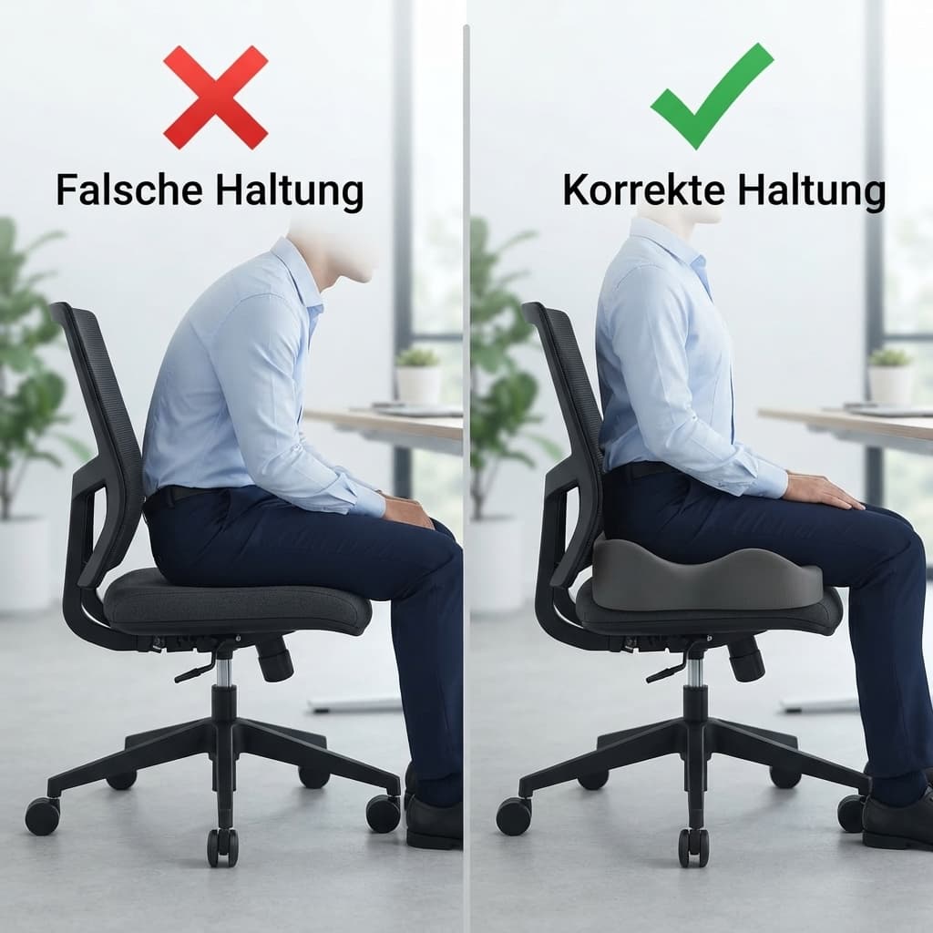 Ergonomisches Sitzkissen aus Memory-Foam | Keilform, 50 kg/m³