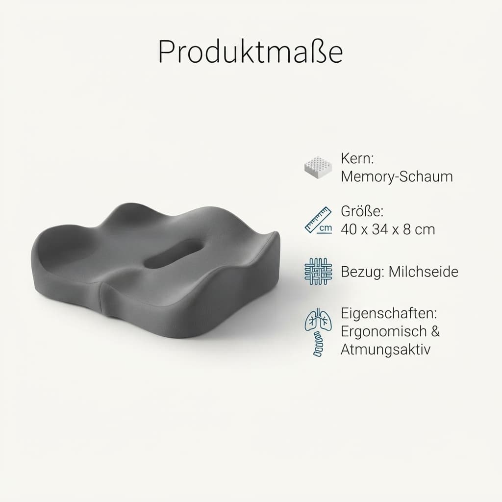 Ergonomisches Sitzkissen aus Memory-Foam | Keilform, 50 kg/m³